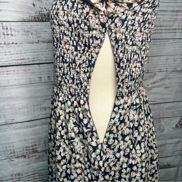 Lulus Medium Floral Forever Navy Blue Floral Print Smocked Skater Dress - Picture 8 of 15